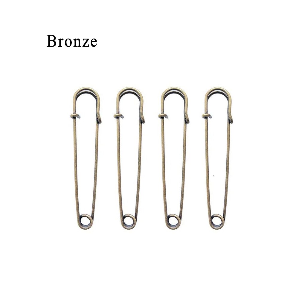 Alfileres de seguridad de 50mm, agujas de acero inoxidable, alfileres de costura grandes, broche para joyería, accesorios de costura, 4/20 Uds.: 4pcs / Bronze
