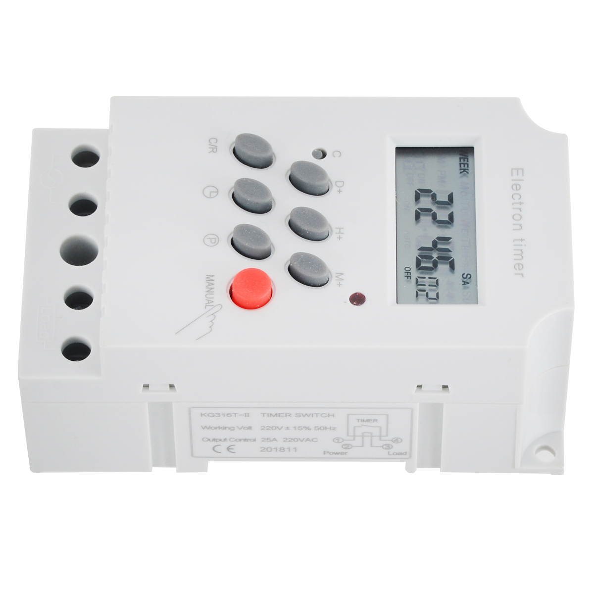 Minuterie numérique en Rail Din, AC 220V 25A, 1 pièce, minuterie Programmable numérique, affichage Lcd, interrupteur d'heure électronique, 50-60Hz