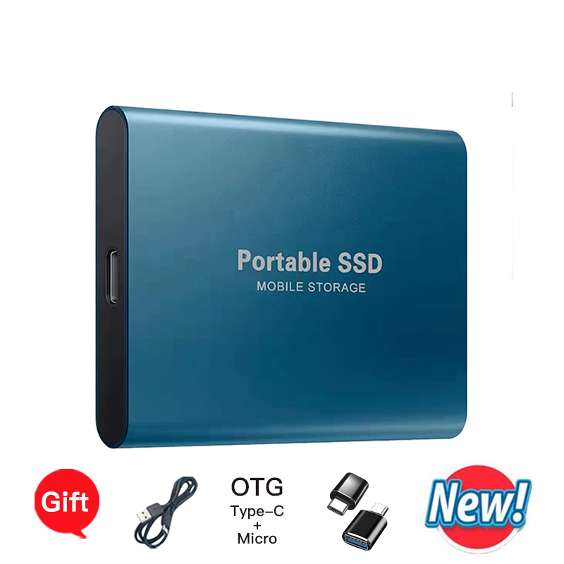 Bærbar ssd 1tb 2tb 4tb 16tb ekstern harddisk høj originalt drev til pc bærbare computere mac telefoner hurtig hastighed holdbar: Blå / Bundt 4