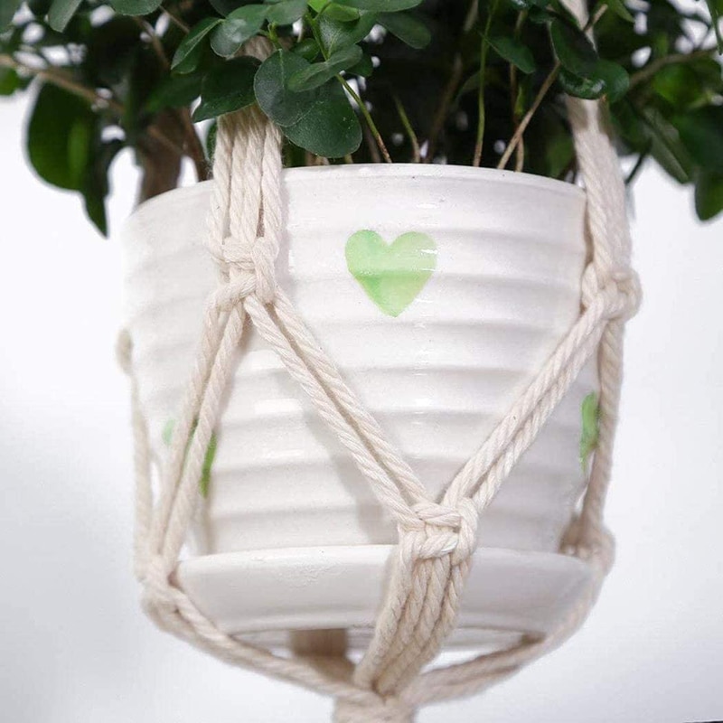Macrame plantebøjle indendørs udendørs hængende planteholder hængende planter stativ blomsterpotter til dekorationer _wk