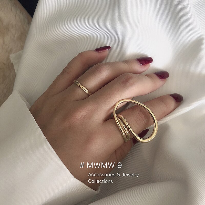 100% Echt 925 Sterling Zilver Niet-mainstream Netto Rode Celebrity Geïnspireerd Grote Ring Twisted Ring Vrouwelijke Bulk: Gold