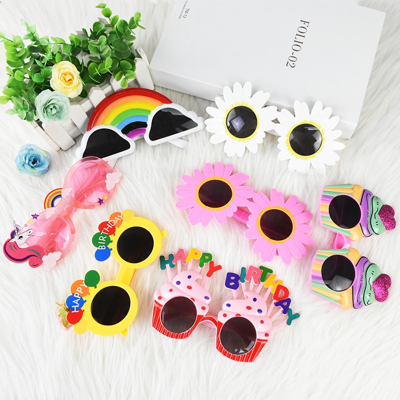 Verjaardagsfeestje Bril Grappig Zonnebloem Kaars Cake Zonnebril Voor Gelukkige Verjaardag Gunsten Photo Booth Props Decoratie Kids 8