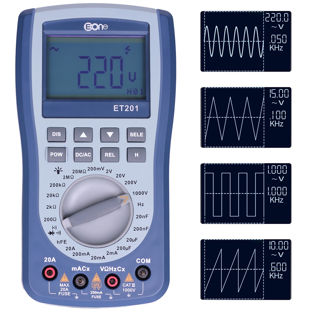 Digitales Oszilloskop 10MHz 50MS/s - 3-in-1 Mit Multimeter & Signalgenerator