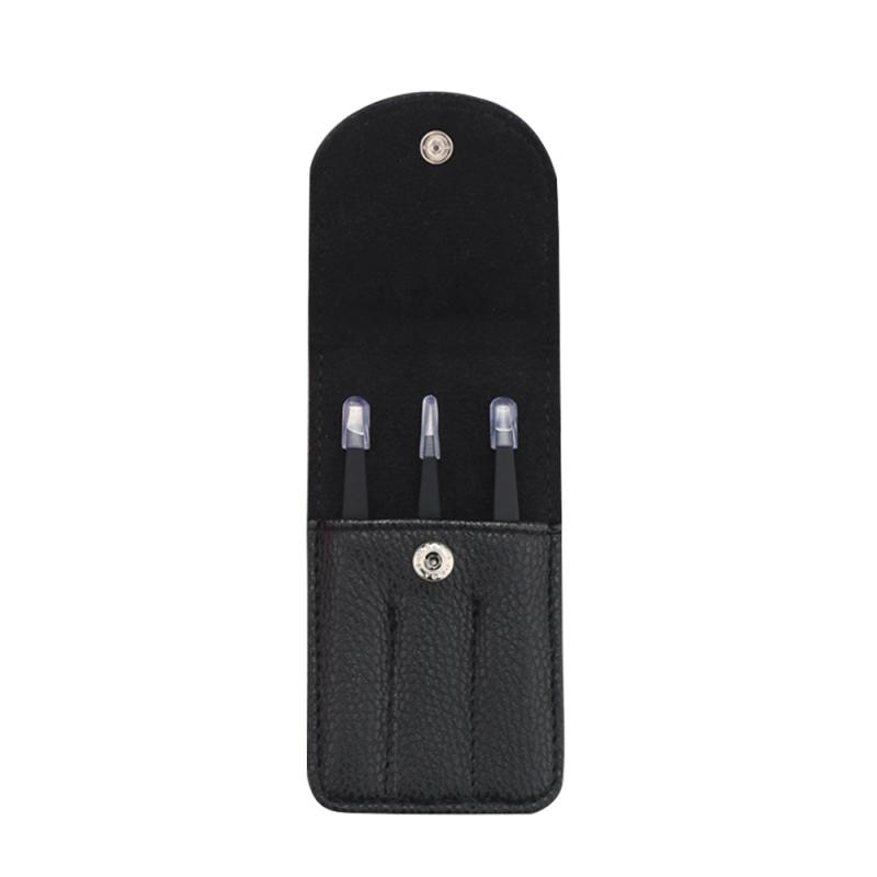 3 Pcs Wenkbrauw Pincet Rvs Slant Tip/Punt Tip/ Flat Tip Voor Ontharing Makeup Accessoires Met tas TSLM1
