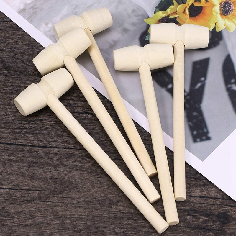 30Pcs Wooden Hammer Lobster Shellfish Crab Hardwood Mallet Gavel Toy for Boys Girls Leather Craft Jewelry Making