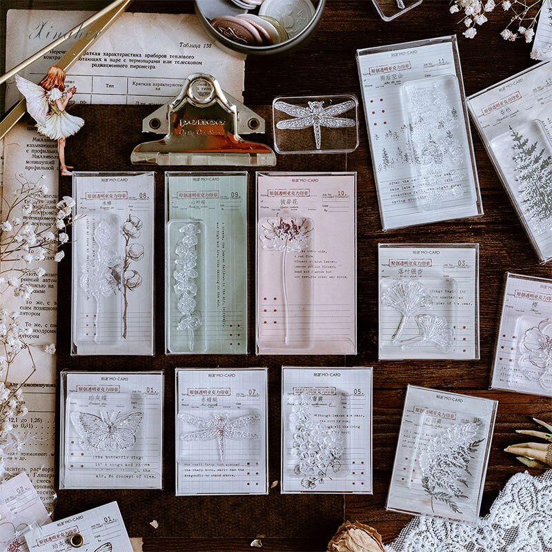 XINAHER Vintage plant moon butterfly stamp DIY acrylic rubber stamps for stationery scrapbooking transparent stamps