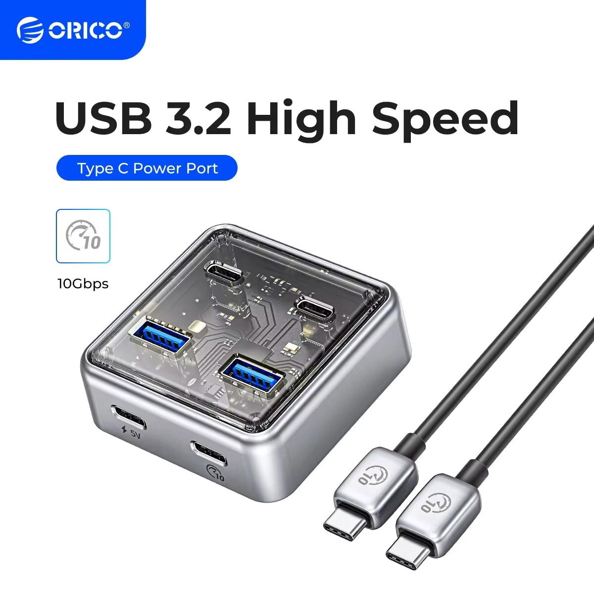 ORICO USB3.2 dla wszystkich Macbook Mac Mini Hub Splitter Materiał metalowy Hub USB 10 Gb/s z 2 portami USB A i 2 portami USB C