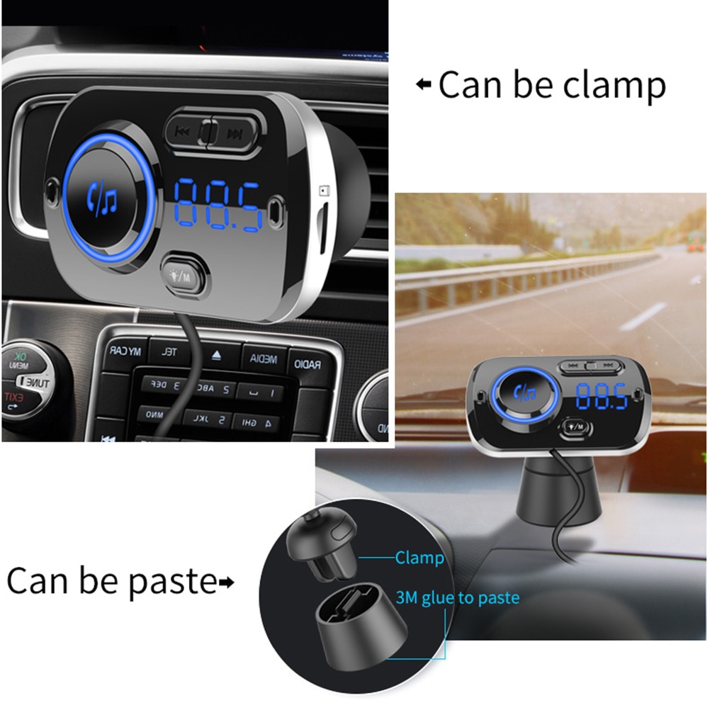 Fm Modulator Zender Bluetooth 5.0 Fm Radio Usb Autolader Handsfree Muziek MP3 Speler Aux Audio Fm Zender