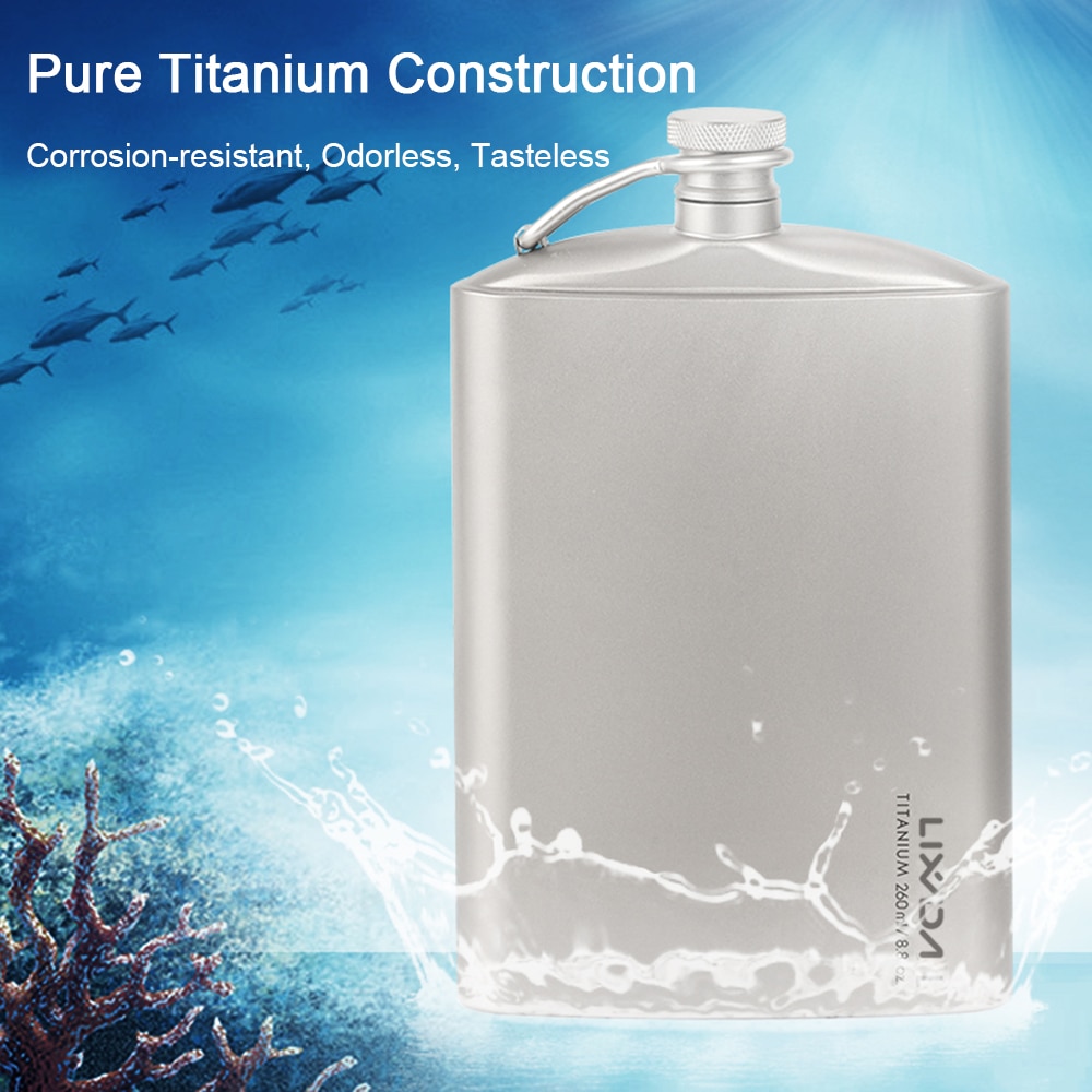 Lixada 260Ml Lekvrij Titanium Fles Alcohol Whisky Wijn Pot Flagon Met 2Pcs Cup Voor Outdoor Camping Wandelen Reizen picknick