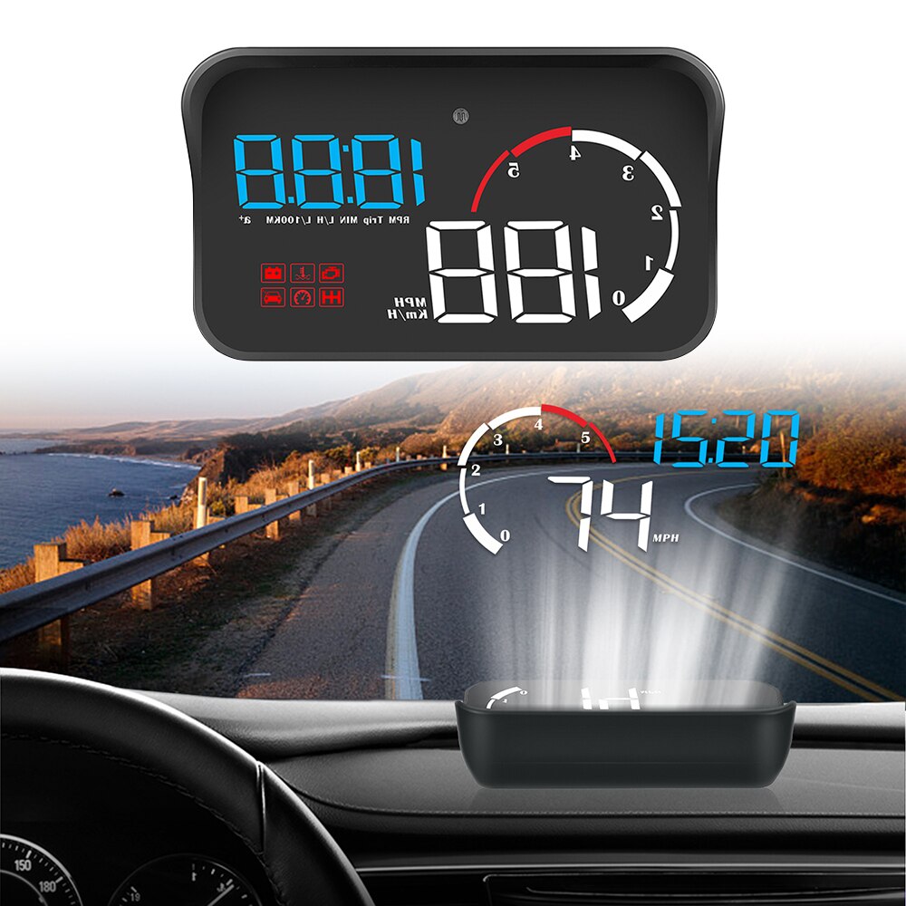 Digital M10 Car HUD OBD2 Head-Up Display tachimetro contachilometri per camion con avviso di velocità eccessiva/orologio per auto, grande schermo