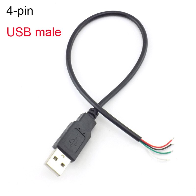 USB Connector Male Female Cable 4 Pin Wire Data Cable Extension Cord 2 Pin Power Supply for DIY 5V Adapter Charging 0.3M 1M 2M