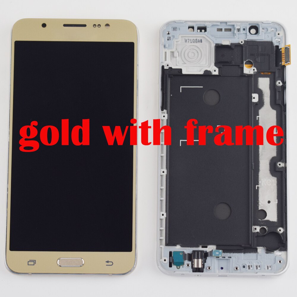 Til samsung galaxy  j7 lcd screen  j710 j710f j710m j710mn j710h lcd display screen touch screen digitizer assembly frame: Guld med ramme