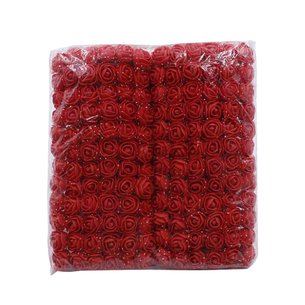 144 Stuks Kunstbloemen Mini Foam Rozen Met Stem Wedding Boeket Decor Decoratie Cake Decor Voor Intersperse: Red