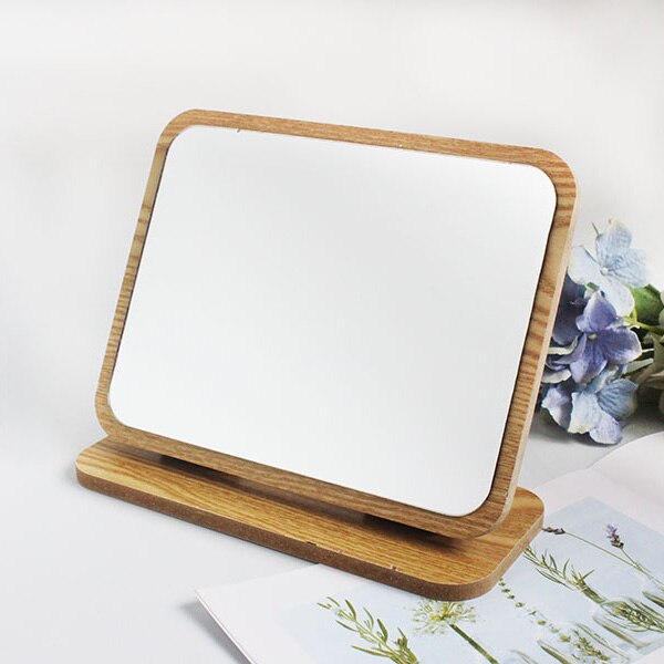 Vanity Mirror Wooden Rustic Surface Countertop Desktop Stand Travel Mirror Foldable Dressing Table Bedroom Adjustable