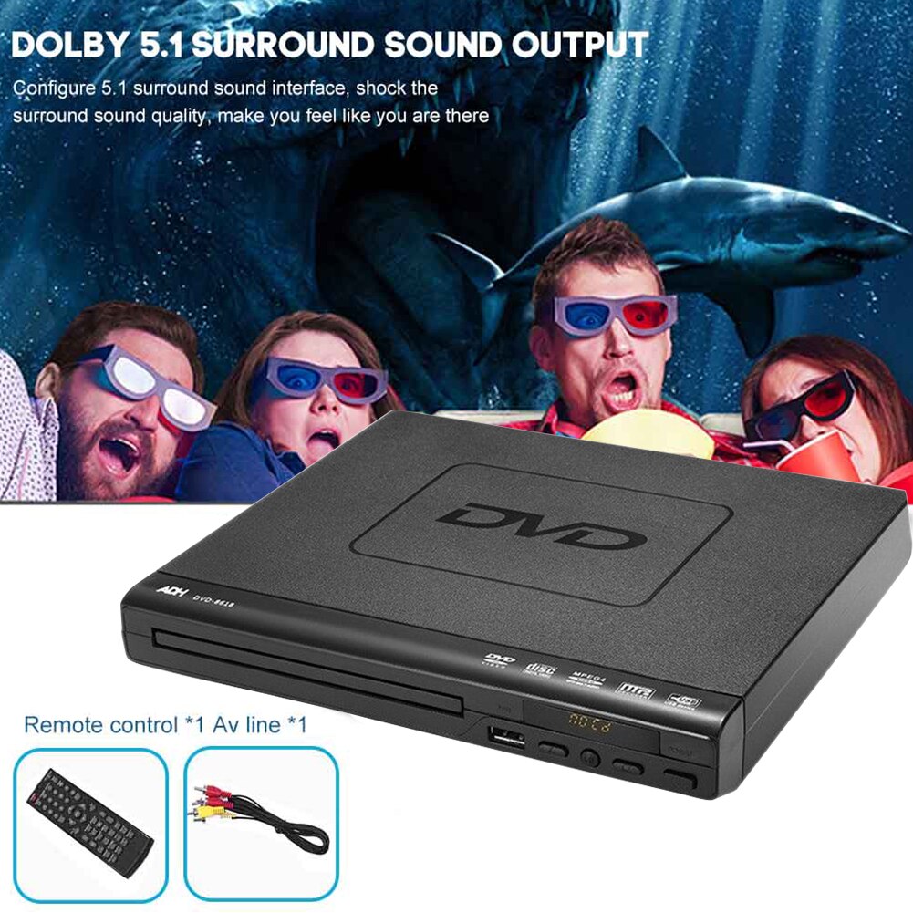 VCD MP3 With Remote Control Video Mini Children DVD Player 110V 240V AV Output Multimedia USB Input Portable For TV