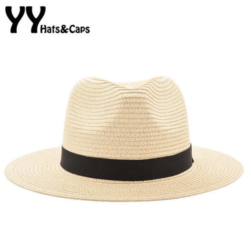 Chapeau Panama en paille pour hommes et femmes, Chapeau de plage d'été, visière de soleil, Jazz, Cool, Sombrero YY17161