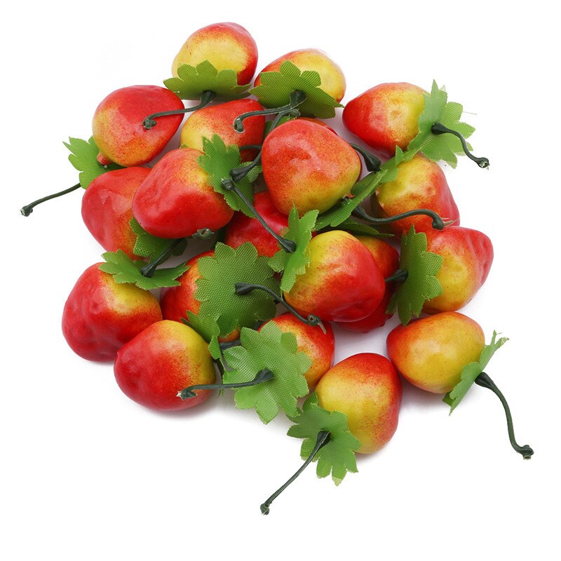 20 Teile/satz Miniatur Obst Küche Künstliche Gefälschte Birne Apfel Erdbeere Heimat Dekor Küche Spielzeug Für Mädchen: Erdbeere