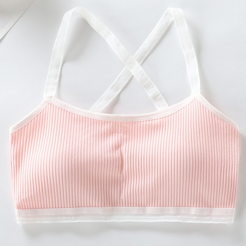 5 stk børn brystpleje ensfarvet pige bh teenage unge undertøj børn piger crop aftagelig vest pubertet tube top: 4