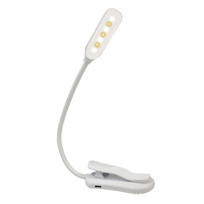 Oplaadbare boeklamp Dimmende leeslamp op 3 niveaus Daglicht Flexibel clip-on licht Boekleeslamp voor lezen in bed: WHITE
