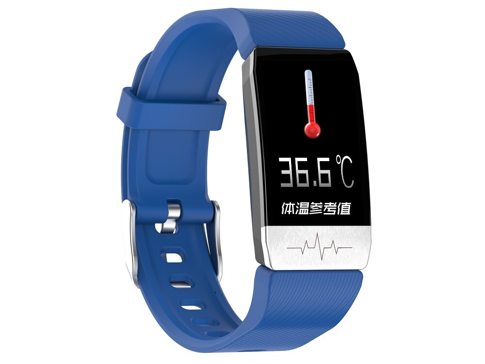 Smart ECG temperature bracelet with Bluetooth and APP IOS Android Fitness Tracker Waterproof Heart Rate Monitor Smart Watch: blue