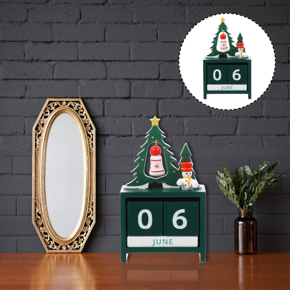 1pc Tabletop Calendar Manual Calendar Wood Xmas Calendar