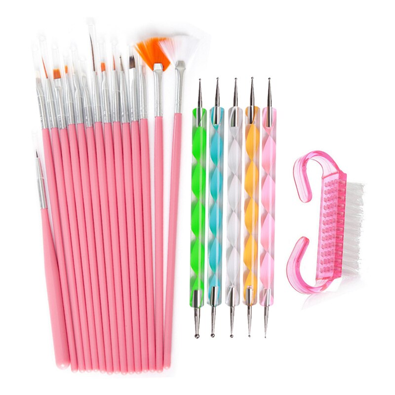 Addfavor 15 stk akryl neglekunst pensel uv gel polish maleri tegne pensler pen negle prik kit ren pensel manicure værktøj sæt: Sætb 003