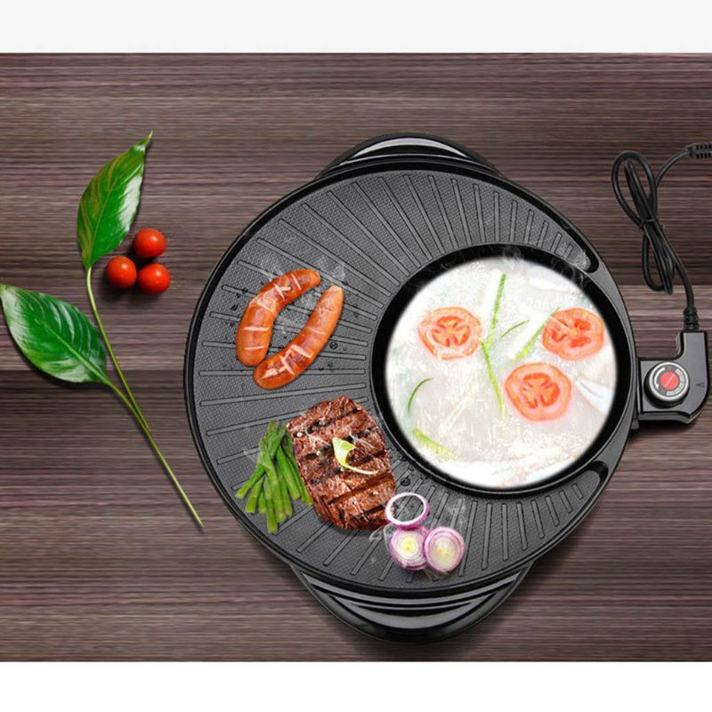 2 in 1 Barbecue Pot Electric 1700W 220V Multi-Function Home Party Grill Pan