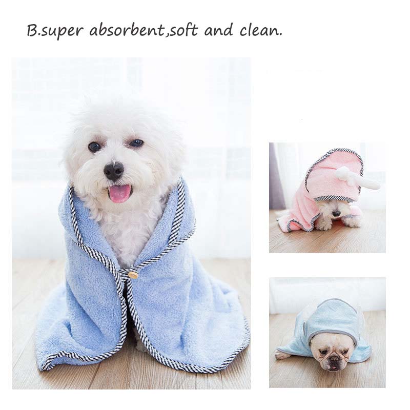 Mykt kjæledyr hund tørkende badehåndkle med hettegensere valp superabsorberende mikrofiber badekåpe teppe rengjøring nødvendig