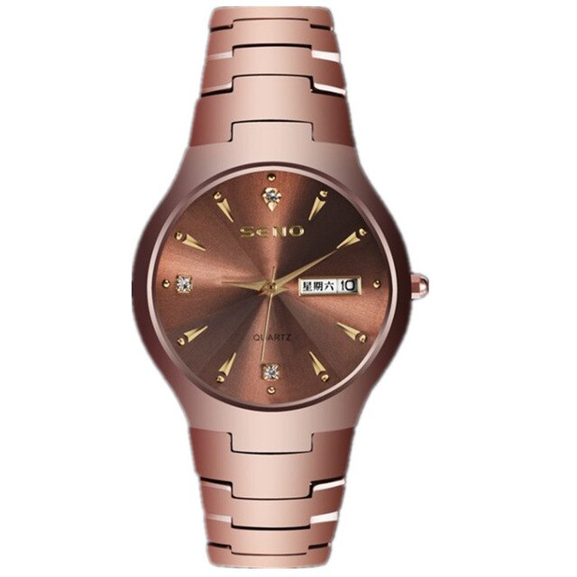 Kalender par ure guld armbåndsur til damer personlighed populær trend kvindelige armbåndsur diamant quartz: Mj