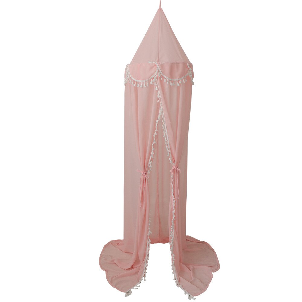 Stereoscopische Kwastje Chiffon Bal Kant Kinderen Tent Klamboe Gordijn Dome Tent Prinses Kamer Kinderen Bed Bloemblaadje Klamboe: Pink