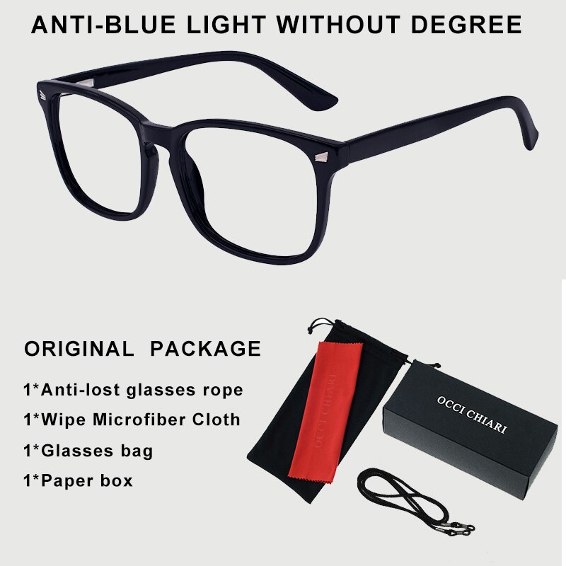 Blue Light Blocking Glasses Frame Women Oversized Eyewear Transparent Computer Glasses Eyeglasses Frames очки OCCI CHIARI OC5121: C1A Black