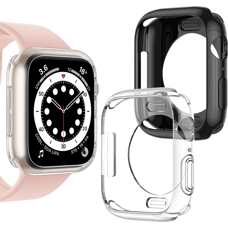 Funda para Apple Watch 44MM 40MM 45MM 41MM 49MM 38 42MM funda protectora de pantalla de TPU transparente suave hueca iWatch 9 8 7 6 SE 5 Ultra 1 2
