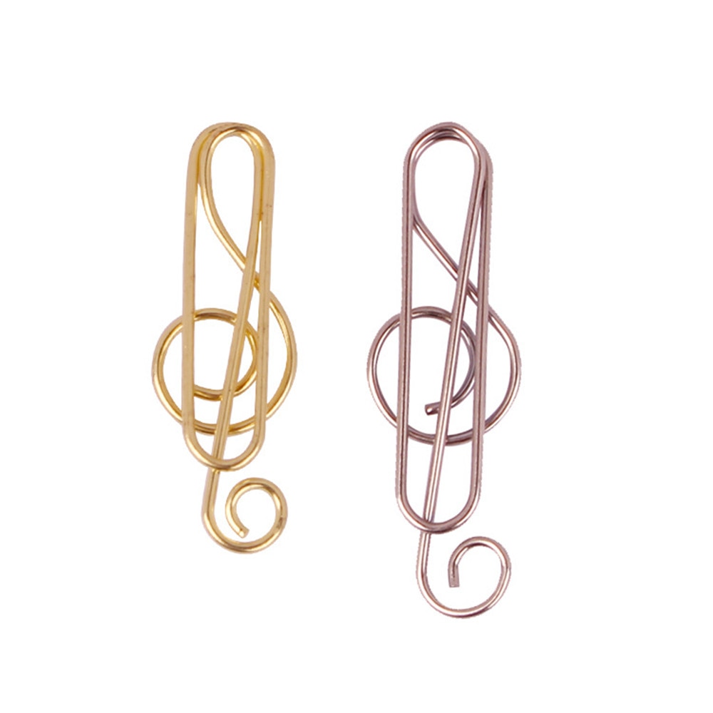 20pcs/box Music Note Shaped Paper Clips Decorative Gold Decor for Office Paper Clip Photos Tickets Notes Letter Paper Clip