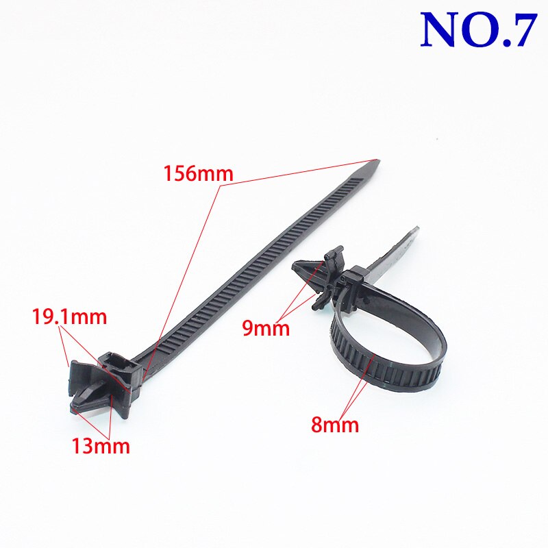 20pcs 6mm 7mm 8mm Hole Nylon Plastic Vehicle Cable Tie Car Wiring Harness Retainer Clip Nylon Zip Ties Push Mount Auto Fasteners: 20PCS NO.7