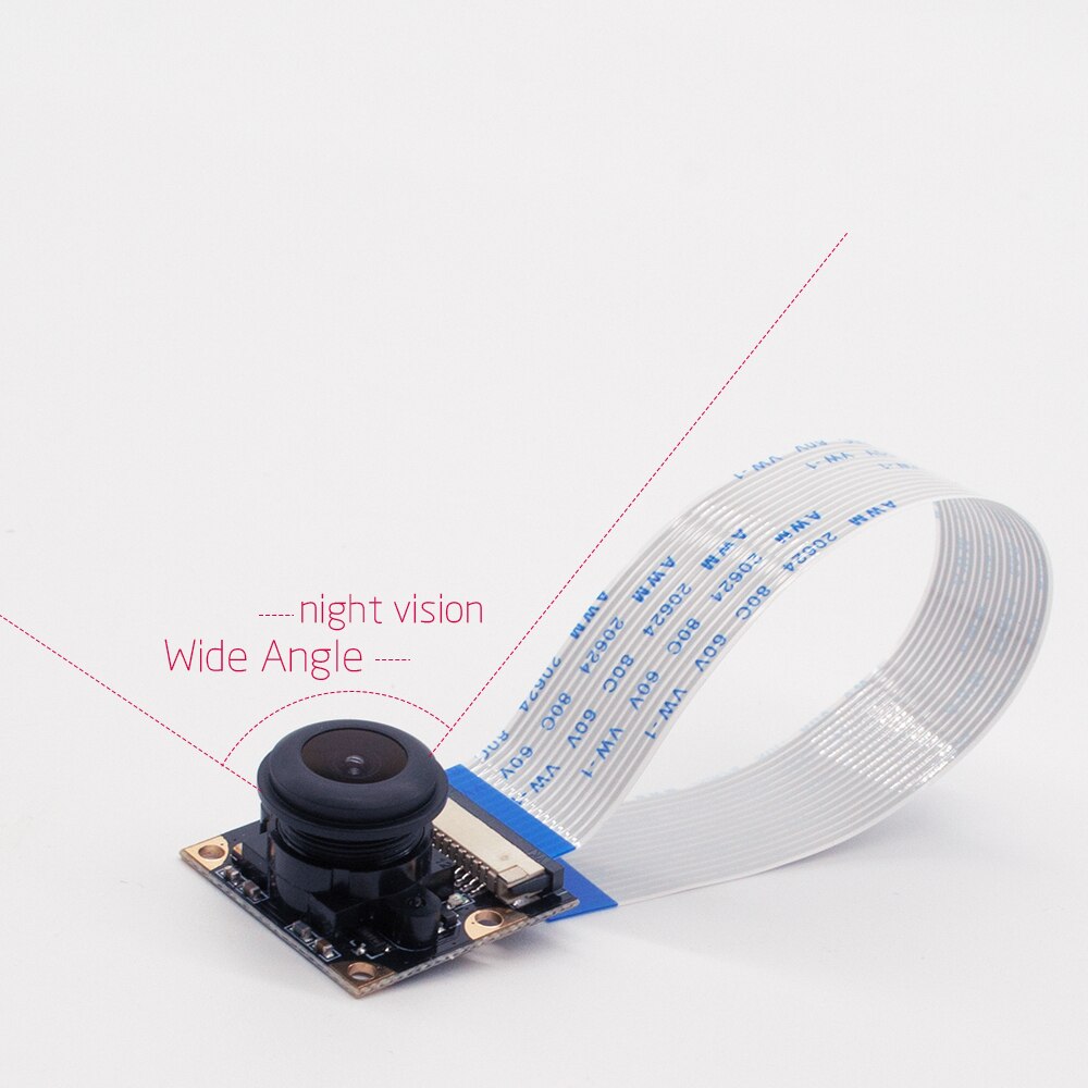 Raspberry Pi4B IR Camera Night Vision Focal Adjustable 5MP 1080P Fish Eye Wide Angle Camera Module Compatible with All RPI Board