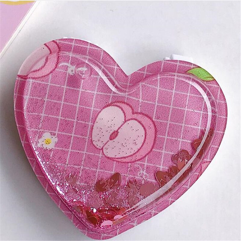 Phone Holder Fold Cartoon Fruits Quicksand Mirror Expanding Stand Love Heart Pocket Bracket For All Mobile Phone Holder Stand: F