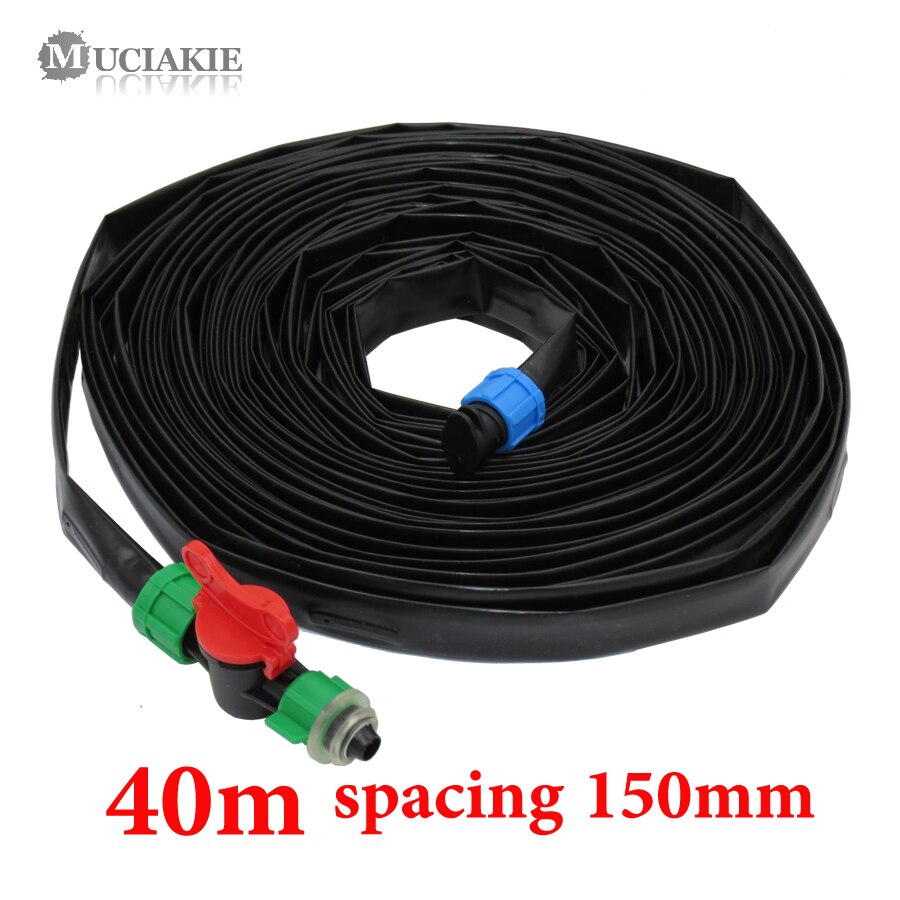 MUCIAKIE-Cinta de riego por goteo de 20/40/80 metros, 16mm, 0,2mm de grosor, con emisor, manguera plana aerodinámica, rociadores, 15cm de espacio: E x MJ070Q
