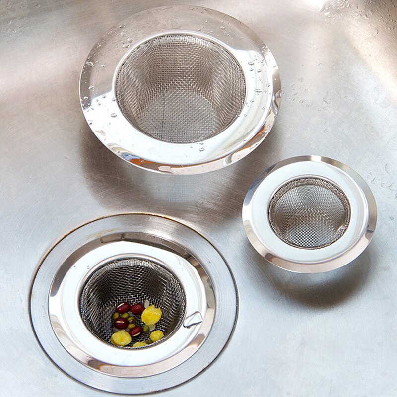 3Pcs Stainless Steel Bathtub Hair Catcher Stopper Shower Drain Hole Filter Trap Kitchen Metal Sink Strainer NIN668