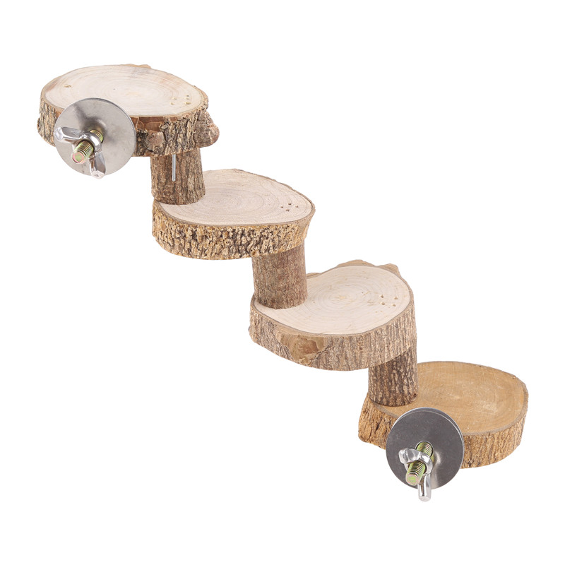 Plateforme de perche en bois pour oiseaux, échelle d&#39;escalade en bois, support d&#39;entraînement, 4 étapes, perroquet, toilettage des ongles, jouet à mâcher, aire de jeu