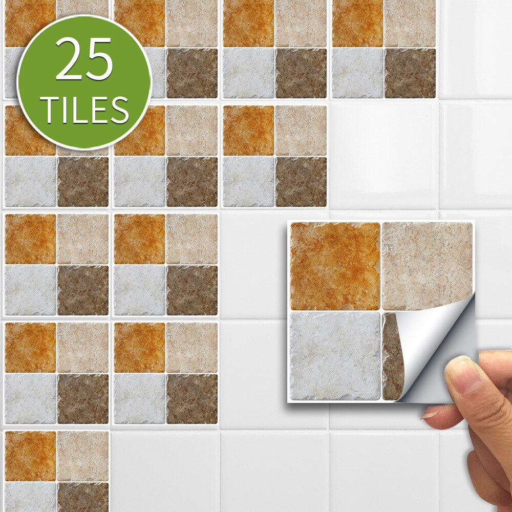 10/15cm x 25 pieces Stone pattern Tile stickers home deco Self-adhesive PVC wallsticker waterproof Renewed sticker for bathroom: SJ014 / 15x15cm