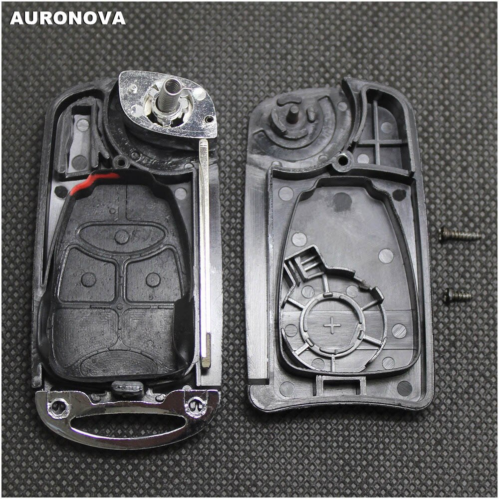 AURONOVA Upgrade Folding Key Shell for Chrysler 300C Sebring Jeep Wrangler Compass Dodge 2 Button Remote Car Key Fob Shell Case