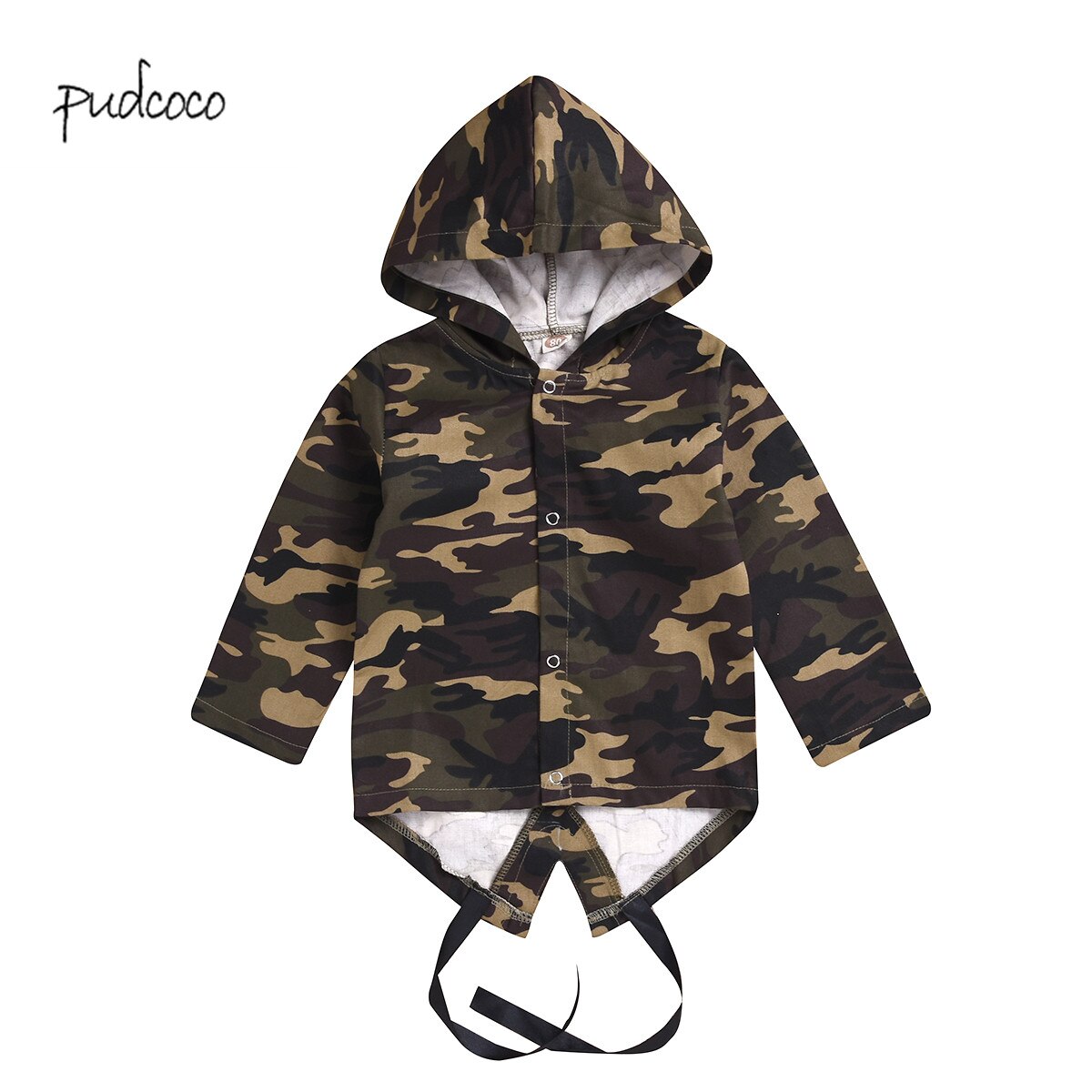 Pudcoco Brand Long Sleeve Toddler Kids Boys Girls Casual Hooded Button Coat Outerwear