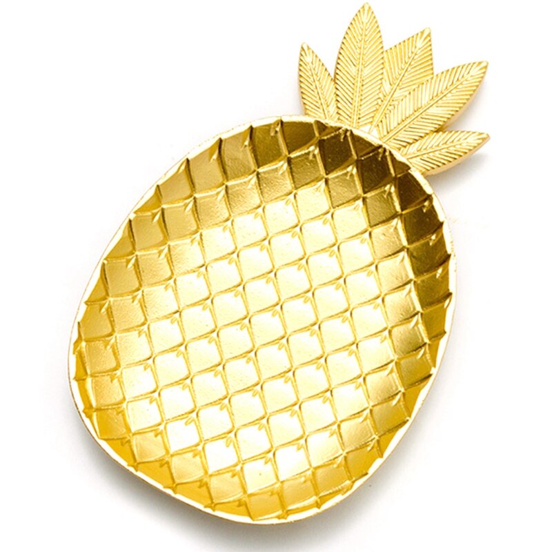 En bois ananas forme plateau doré bijoux plaque de rangement Snack fruits bol décor à la maison ornement