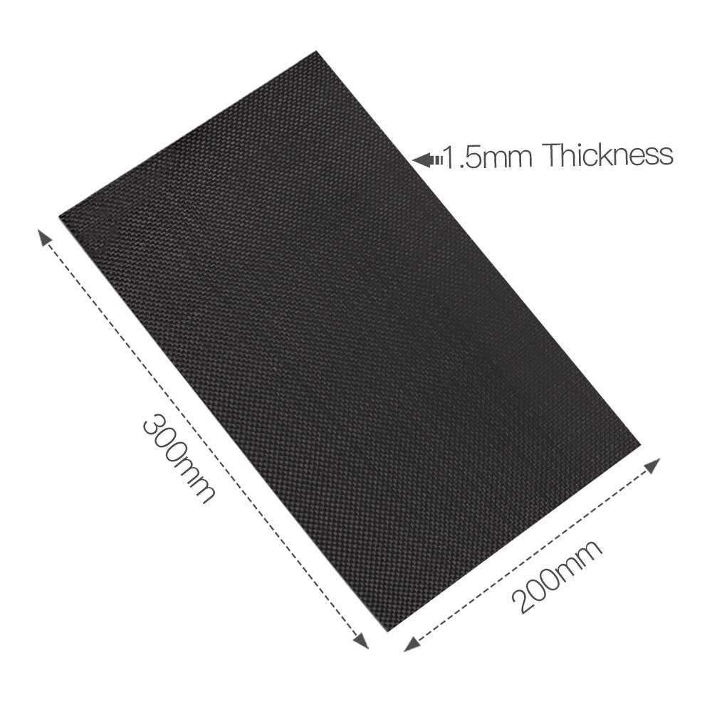 3k Carbon Fiber Panel Sheet 300x200x(0.5mm/1.0mm/2.0mm/3.0mm) Plain Weave Matte Finish Low Gloss Zero Fiberglass