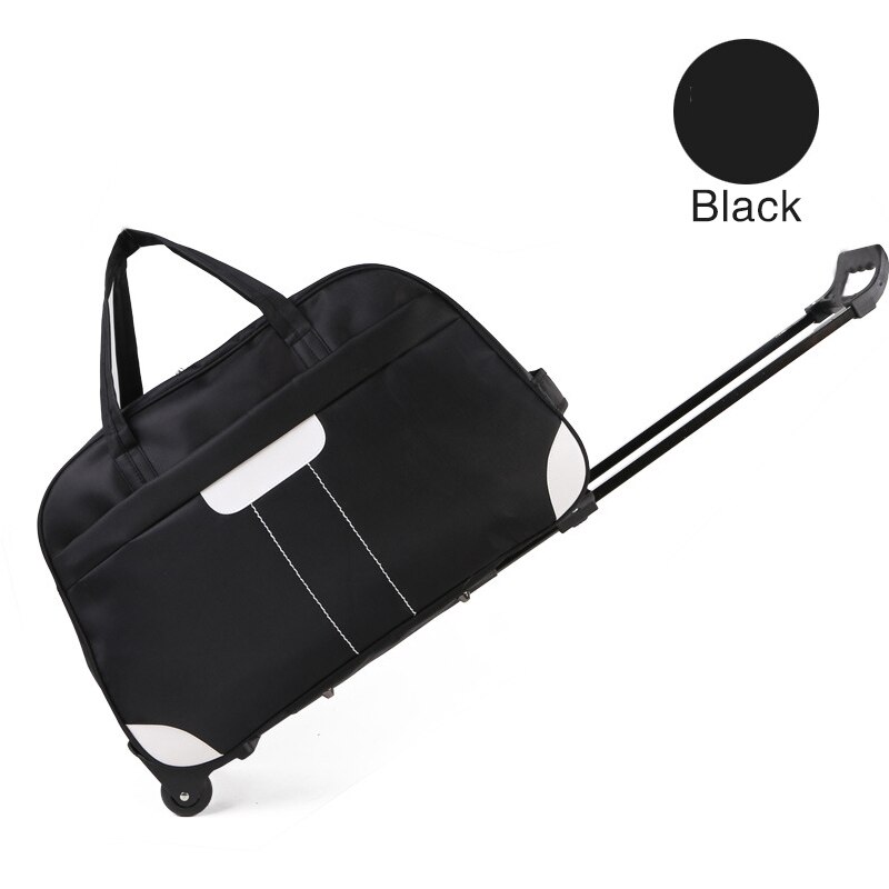 JULY'S SONG Luggage Rolling Suitcase Waterproof Trolley Bag Overnight Weekender Bag Travel Carry-on Duffle Bag With Wheels: black