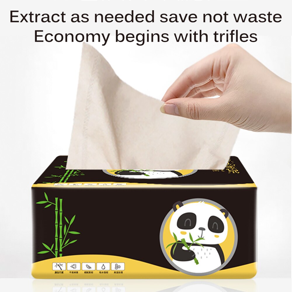 10 Roll Toilet Paper Panda Pattern Package Bamboo Natural Color Pumping Paper Household Napkin Bathroom White Soft Drawing