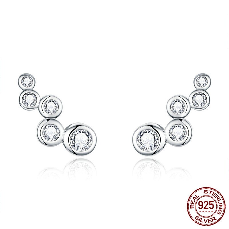 Boucles d'oreilles en argent de la loi 925, bijoux longs avec de bulles brillantes pour femmes