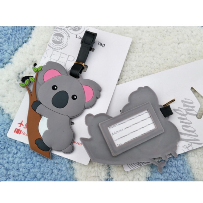 Mignon valise étiquette à bagage dessin animé Koala ID porte-adresse étiquette à bagages Gel de silice Identifier accessoires de voyage