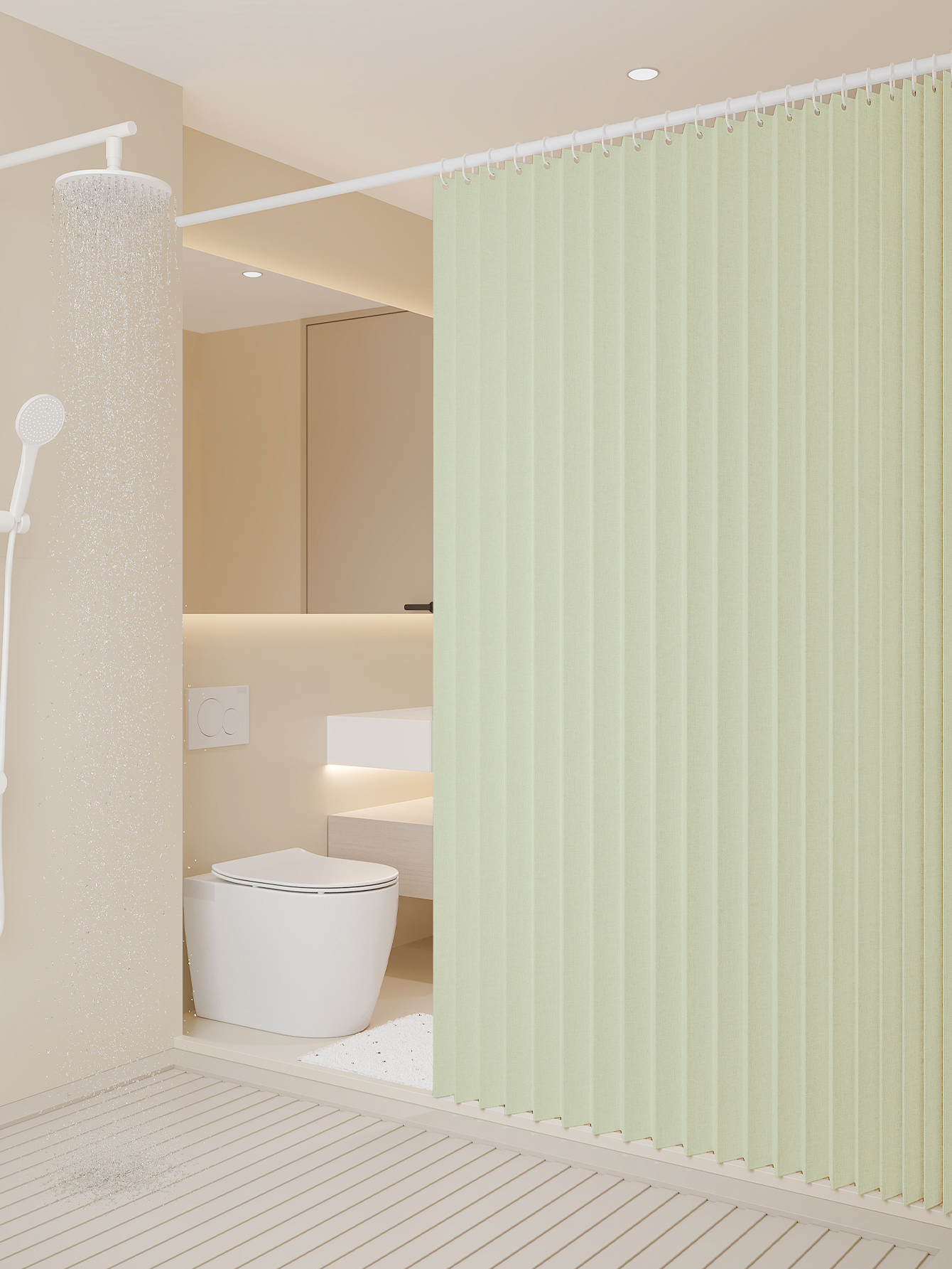 1PC folding curtain series shower curtains are suitable for bathrooms and bathrooms: 180×200cm / green