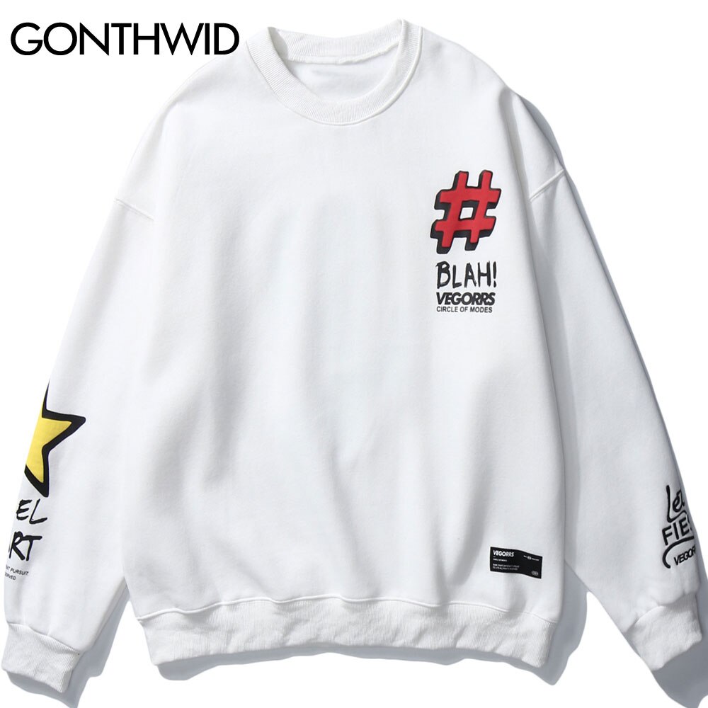 GONTHWID Graffiti Cactus Print Pullover Fleece Sweatshirts Hoodies Streetwear Casual Loose Hoodie Mens Winter Hip Hop Tops